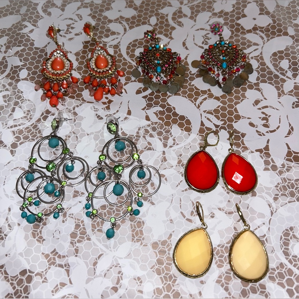 Beautiful Costume Jewelry Earrings- 5 pairs